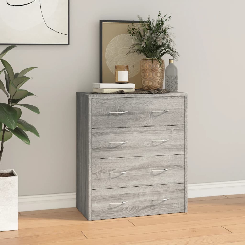 Sideboard with 4 Drawers 60x30.5x71 cm Grey Sonoma