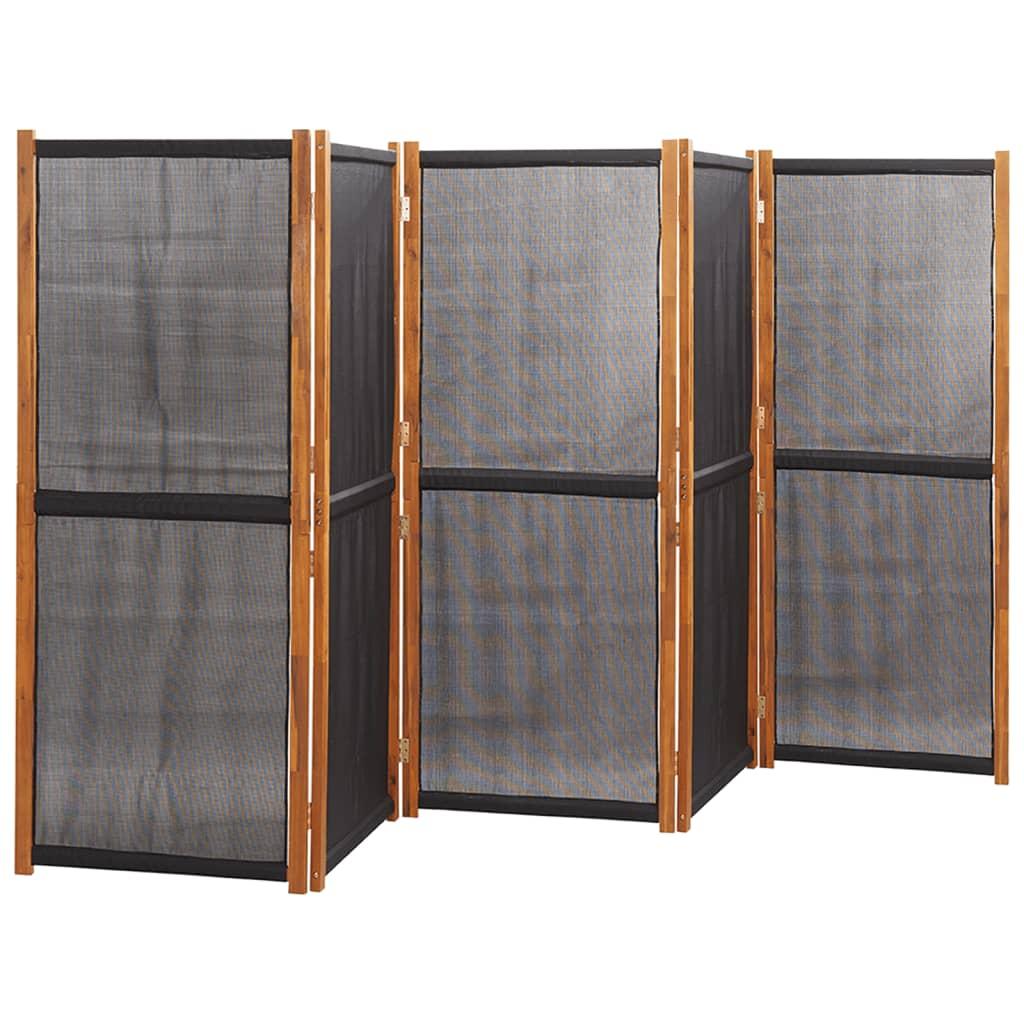 5-Panel Room Divider Black 350x180 cm