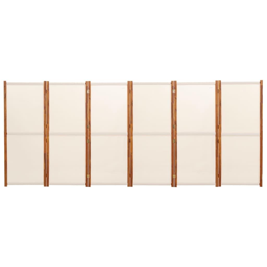 6-Panel Room Divider Cream White 420x180 cm