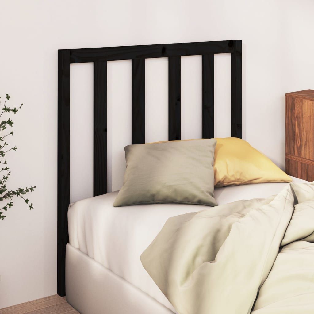 Bed Headboard Black 96 cm Solid Wood Pine