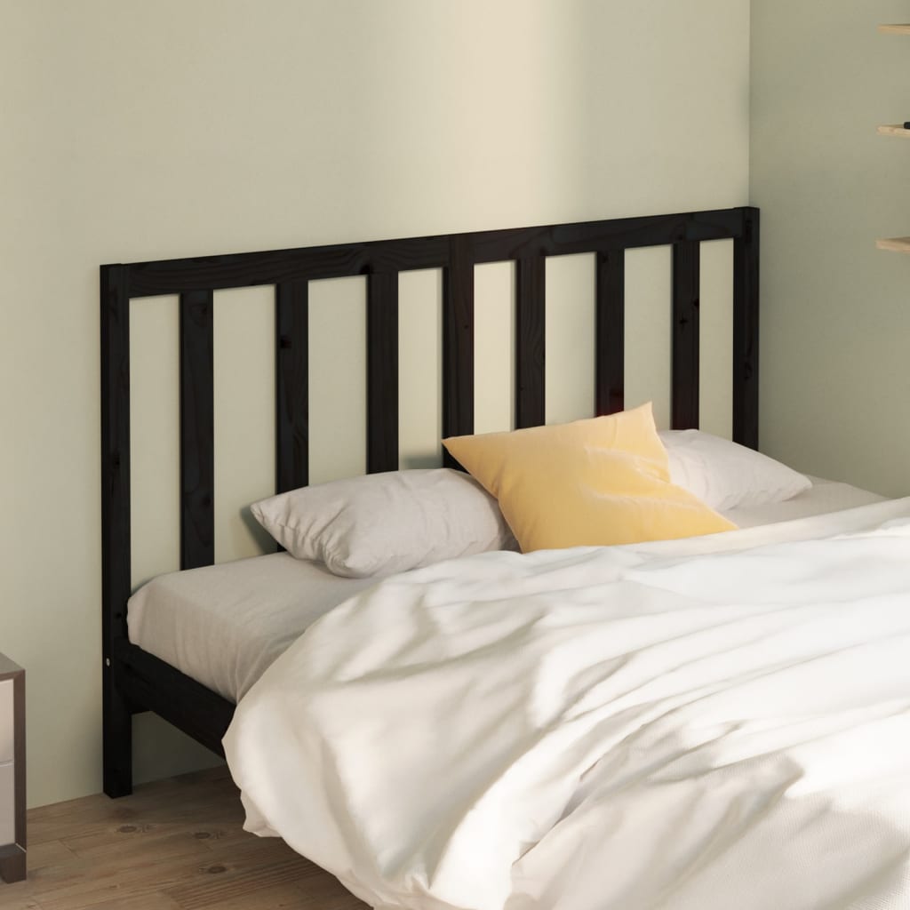 Bed Headboard Black 141 cm Solid Wood Pine