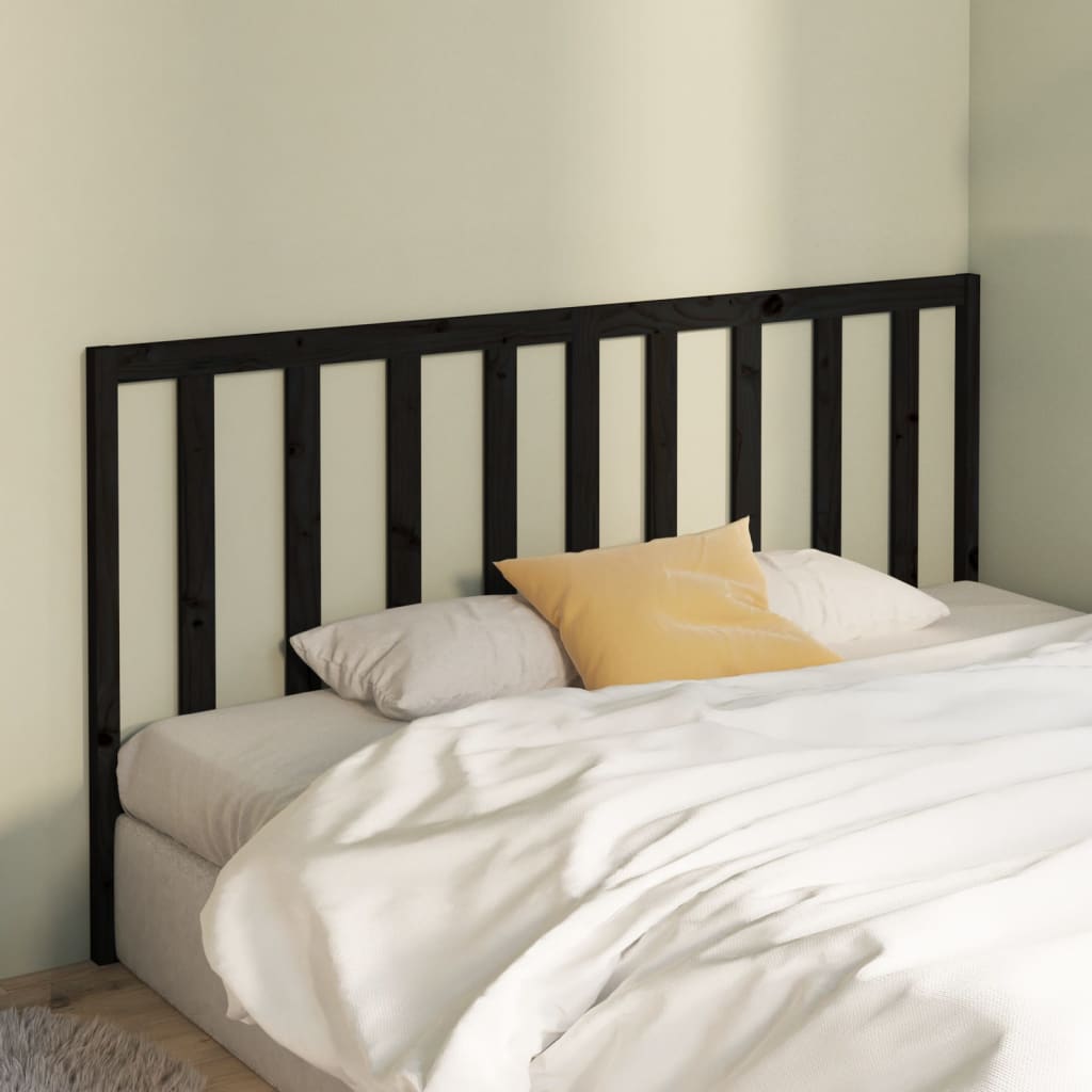 Bed Headboard Black 186 cm Solid Wood Pine