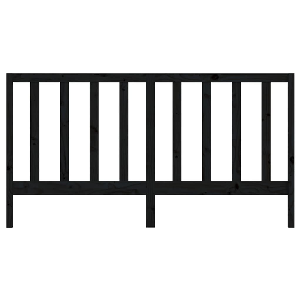 Bed Headboard Black 186 cm Solid Wood Pine