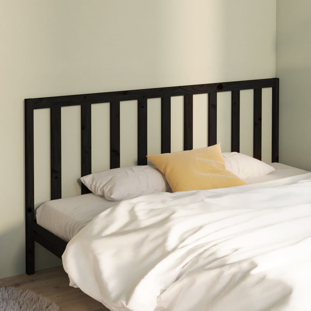 Bed Headboard Black 186 cm Solid Wood Pine