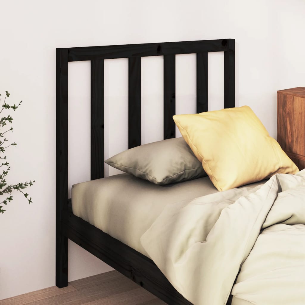 Bed Headboard Black 96 cm Solid Wood Pine