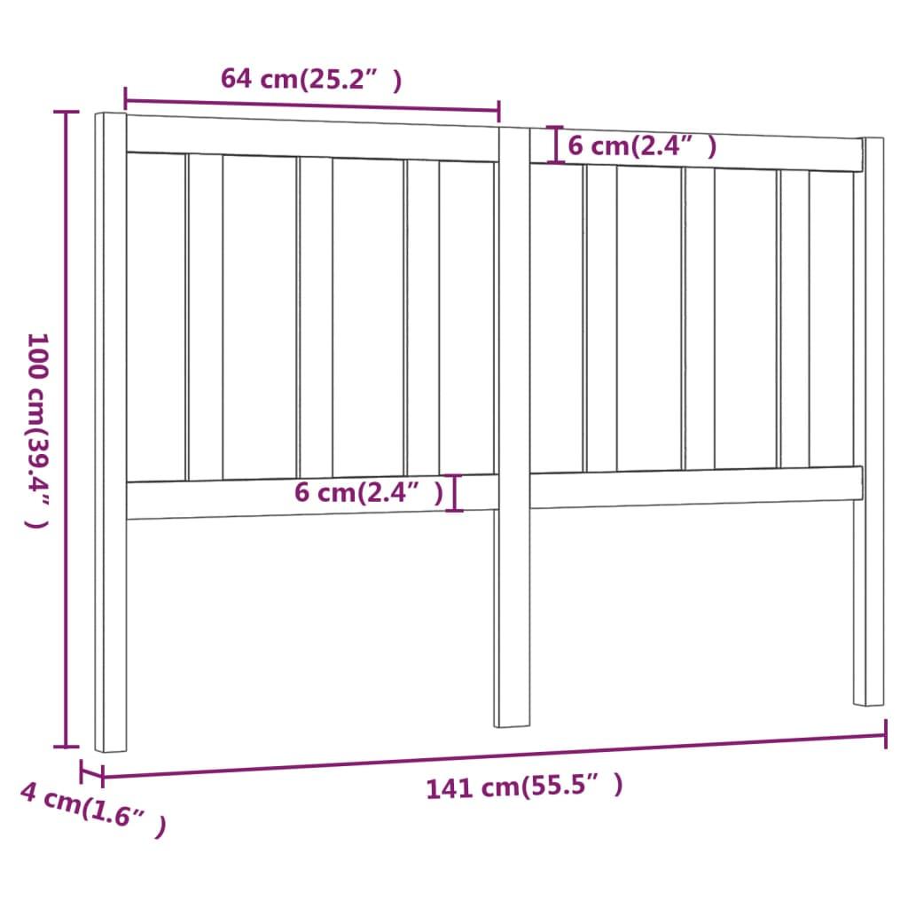 Bed Headboard Black 141 cm Solid Wood Pine