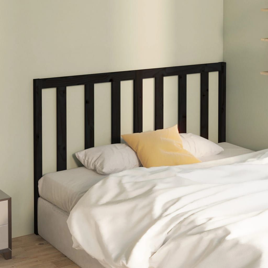 Bed Headboard Black 156 cm Solid Wood Pine