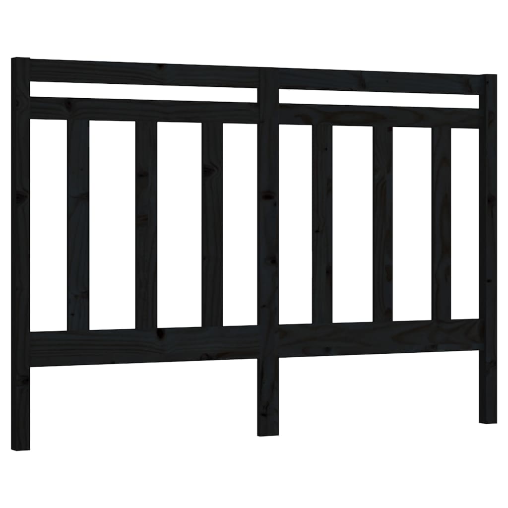 Bed Headboard Black 141 cm Solid Wood Pine