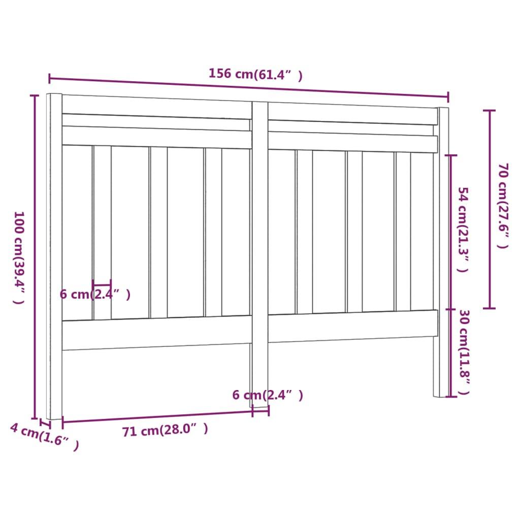 Bed Headboard 156 cm Solid Wood Pine