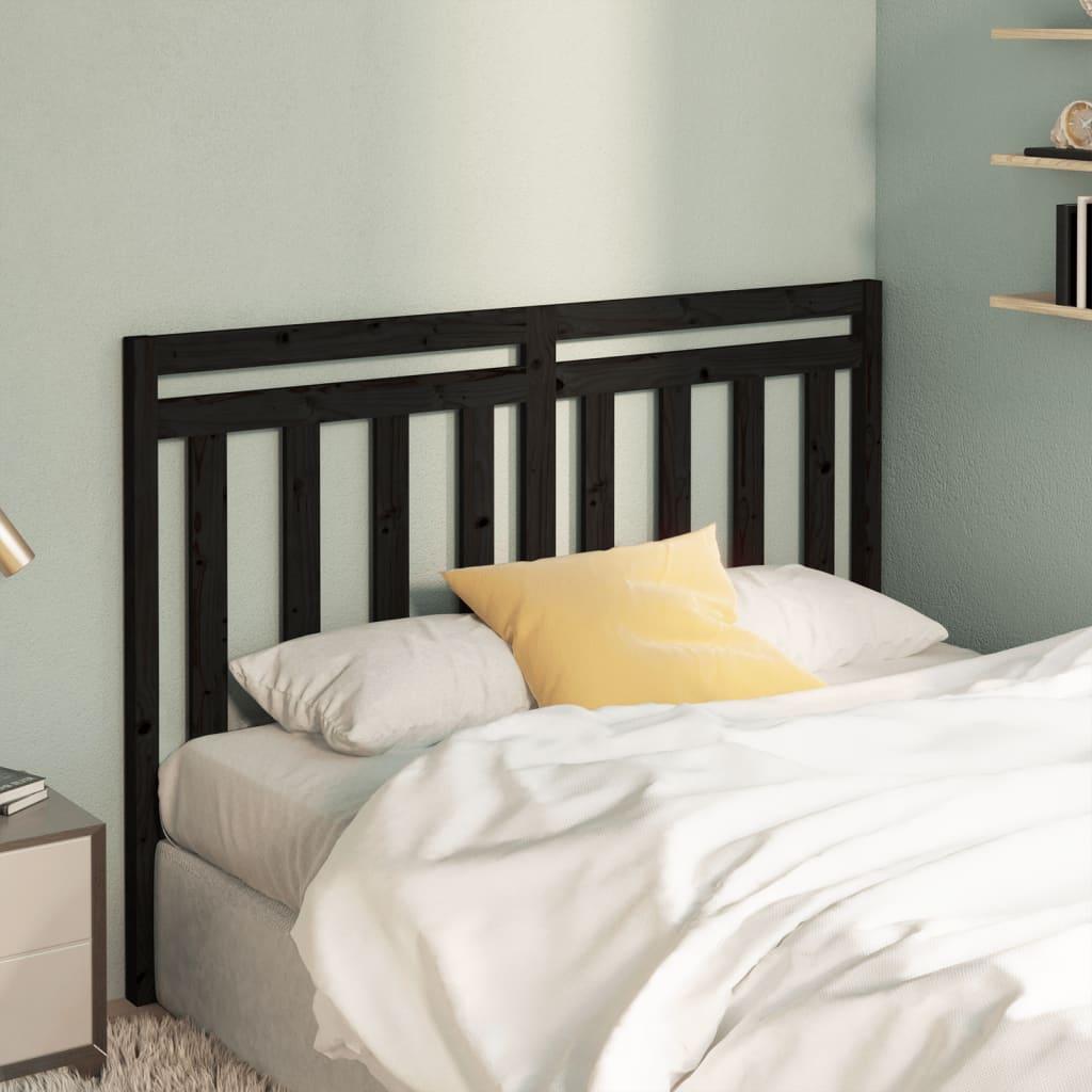 Bed Headboard Black 156 cm Solid Wood Pine