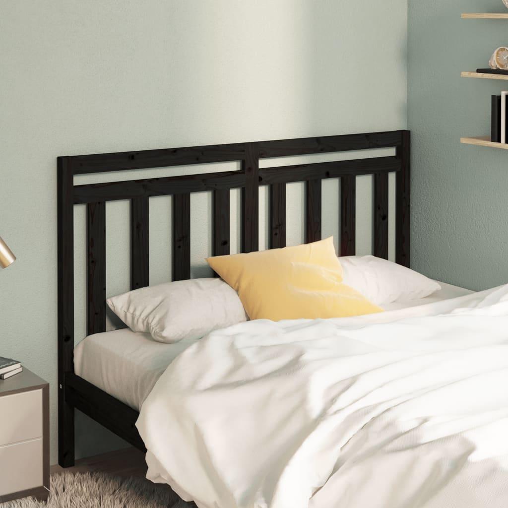 Bed Headboard Black 156 cm Solid Wood Pine