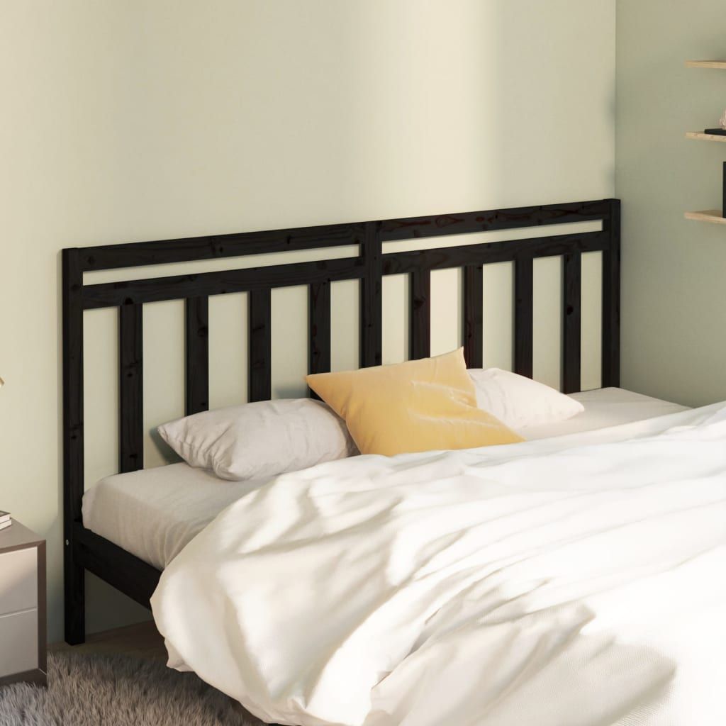 Bed Headboard Black 186 cm Solid Wood Pine