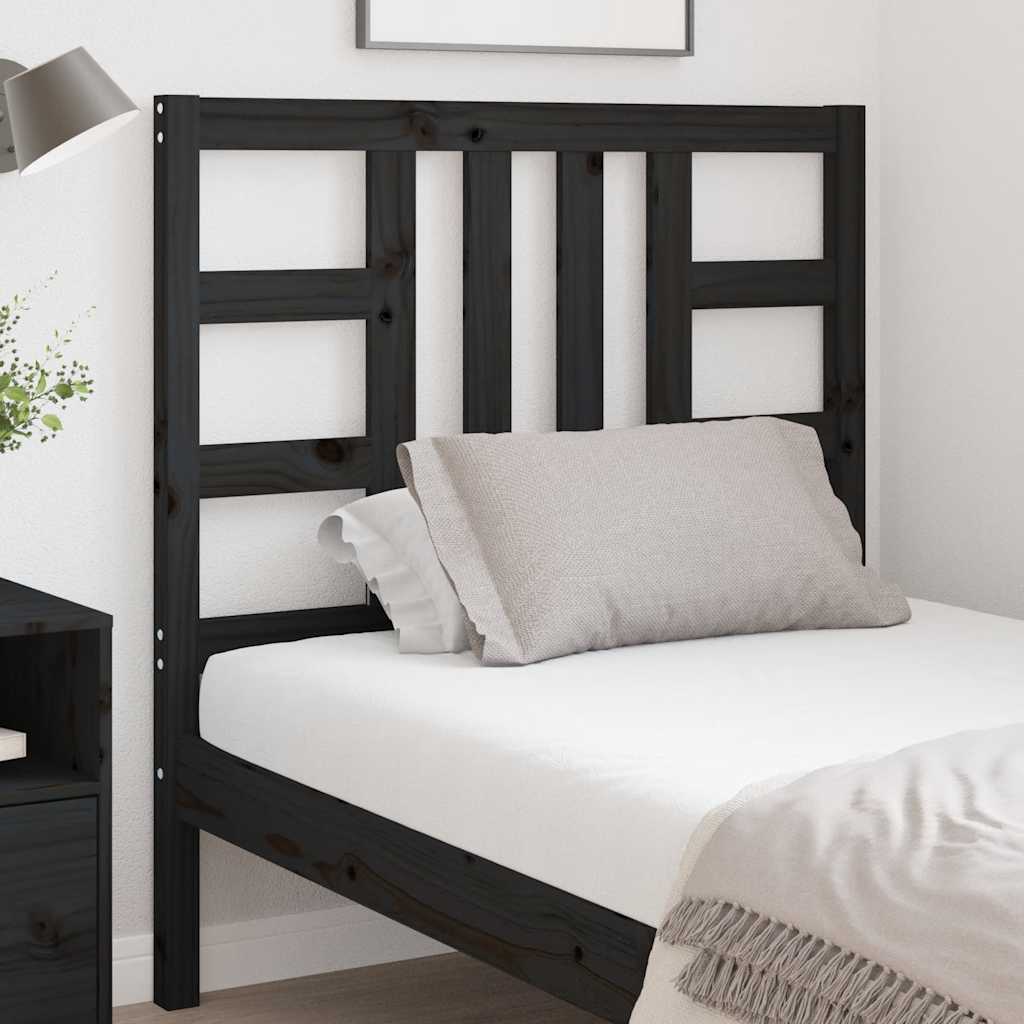 Bed Headboard Black 96 cm Solid Wood Pine