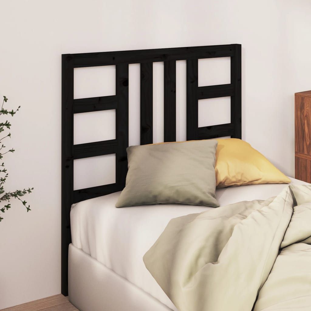 Bed Headboard Black 96 cm Solid Wood Pine