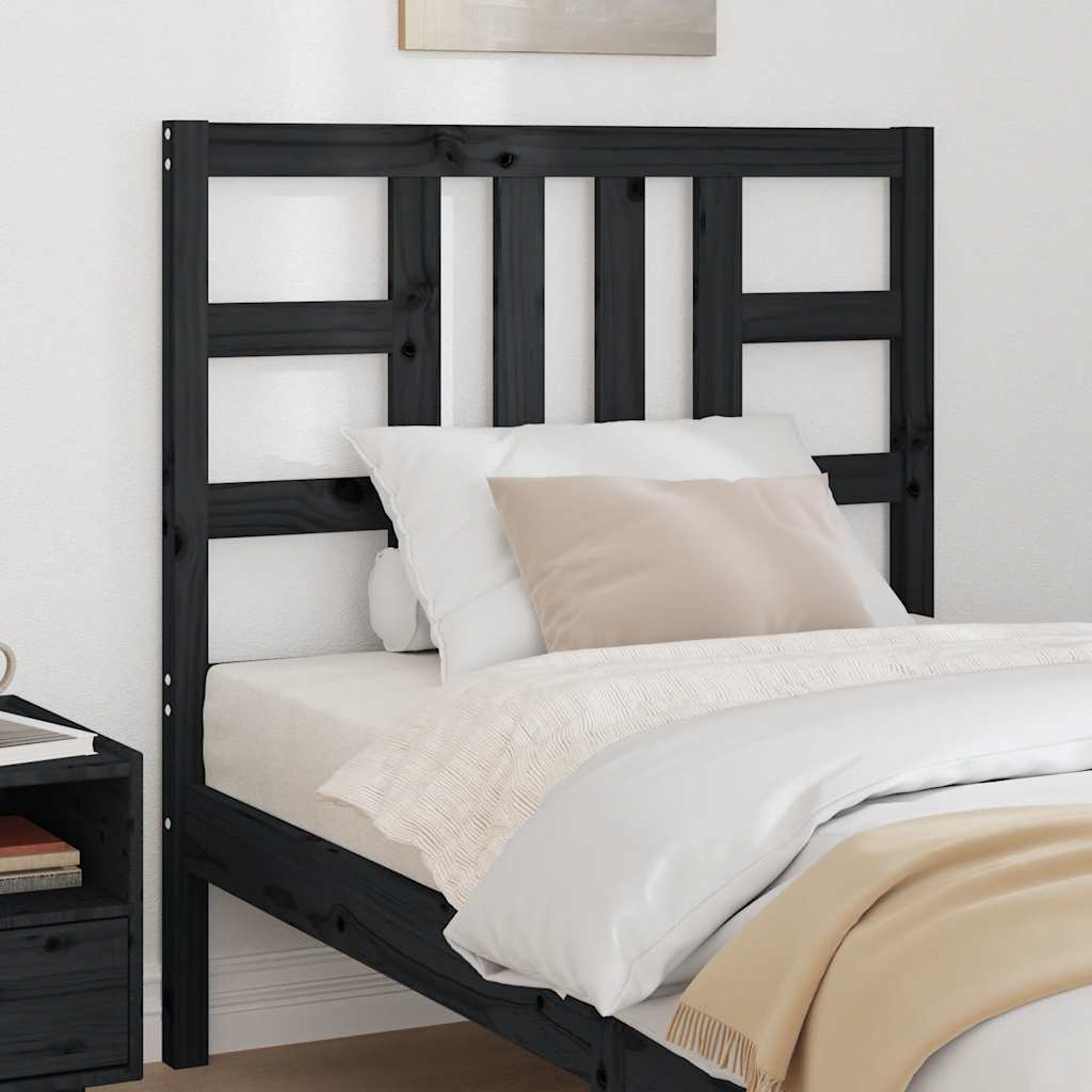 Bed Headboard Black 96 cm Solid Wood Pine