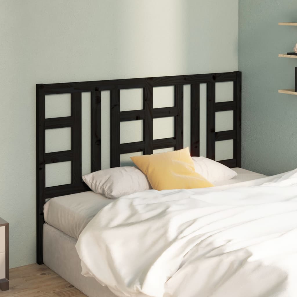 Bed Headboard Black 141 cm Solid Wood Pine