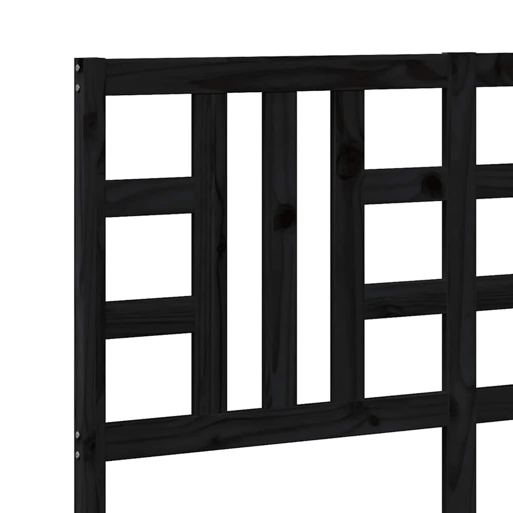Bed Headboard Black 141 cm Solid Wood Pine