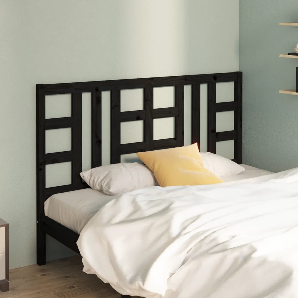 Bed Headboard Black 141 cm Solid Wood Pine