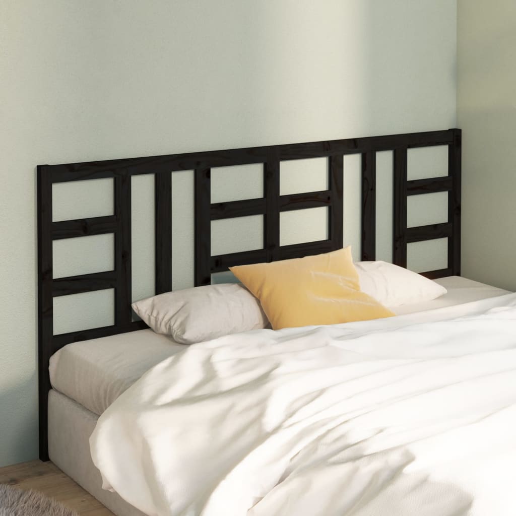 Bed Headboard Black 186 cm Solid Wood Pine