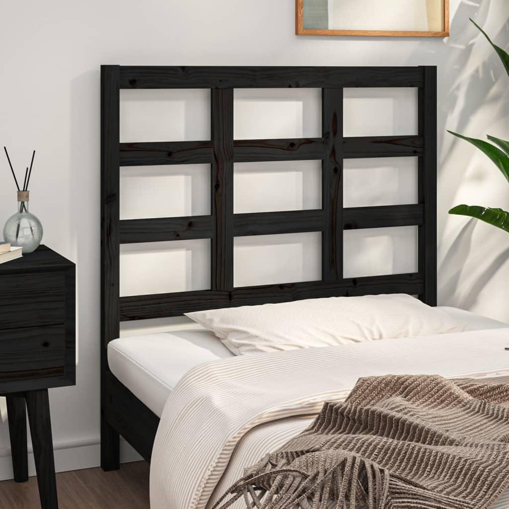 Bed Headboard Black 95.5 cm Solid Wood Pine