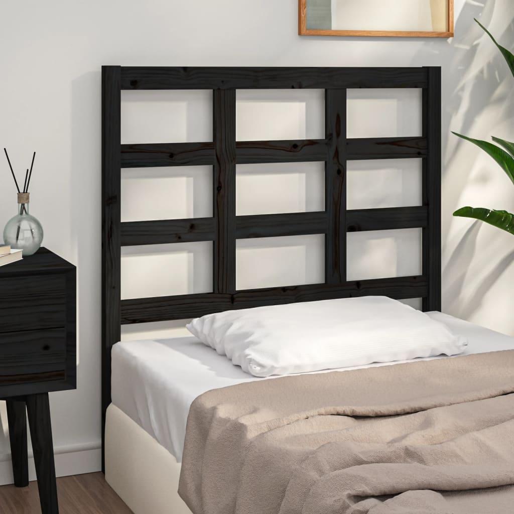 Bed Headboard Black 95.5 cm Solid Wood Pine