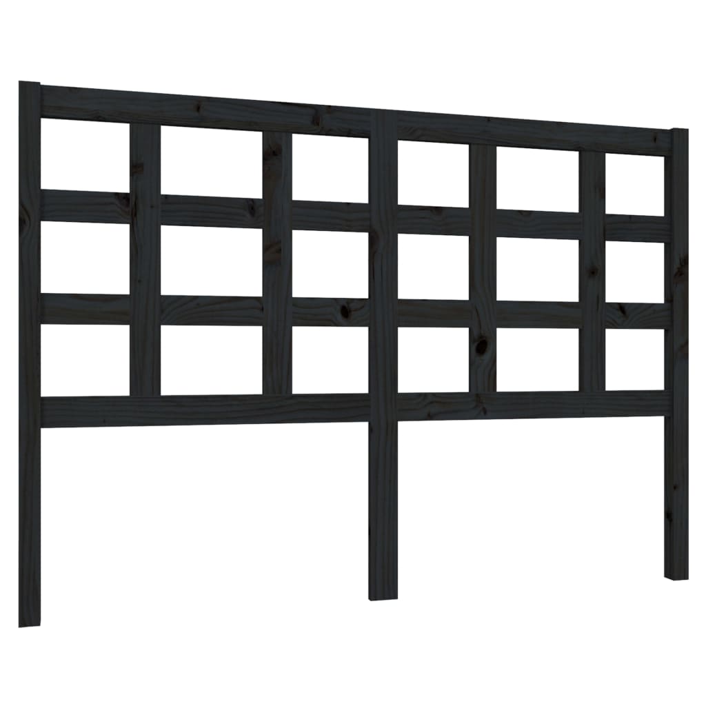 Bed Headboard Black 140.5 cm Solid Wood Pine