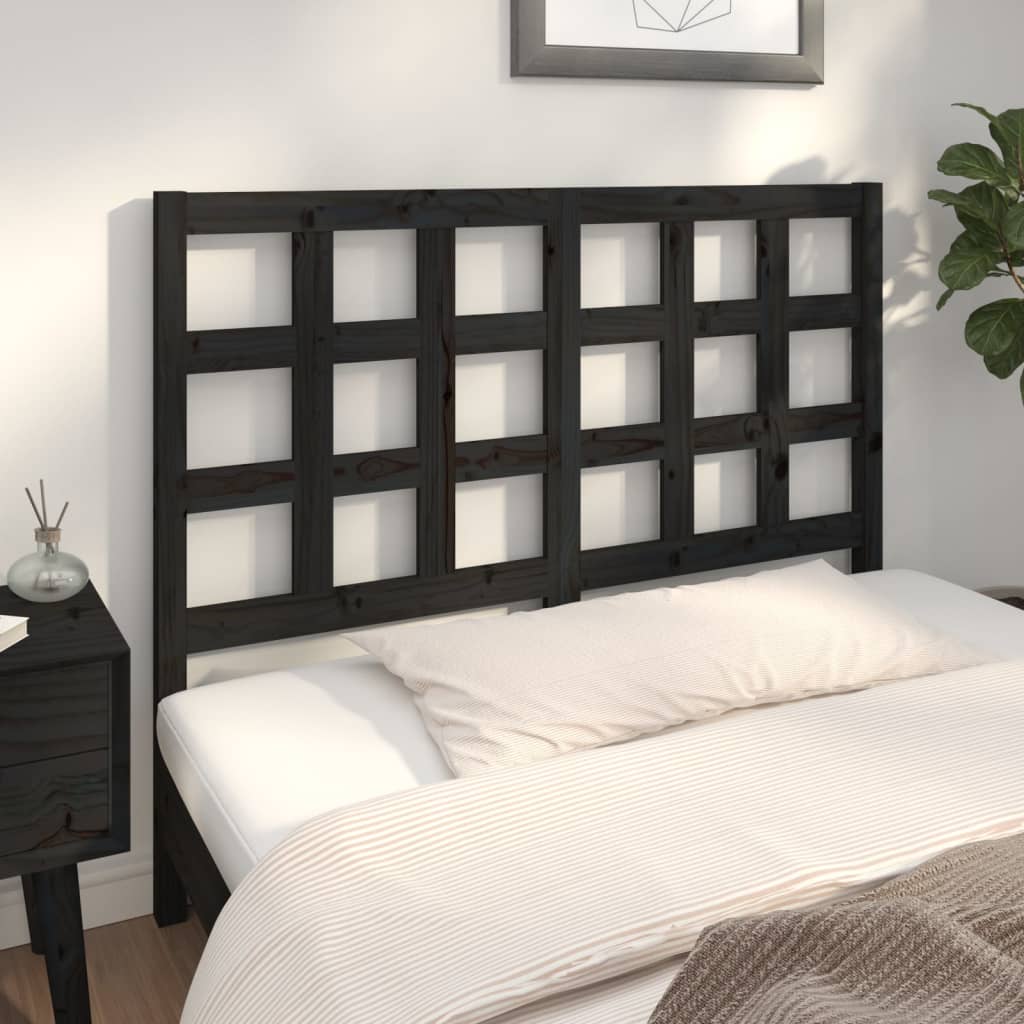 Bed Headboard Black 140.5 cm Solid Wood Pine