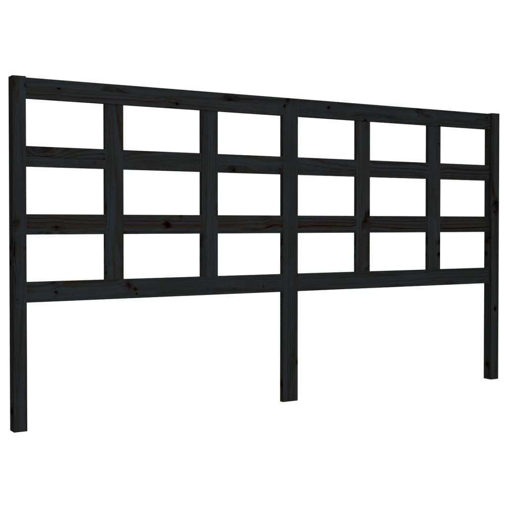 Bed Headboard Black 185.5 cm Solid Wood Pine