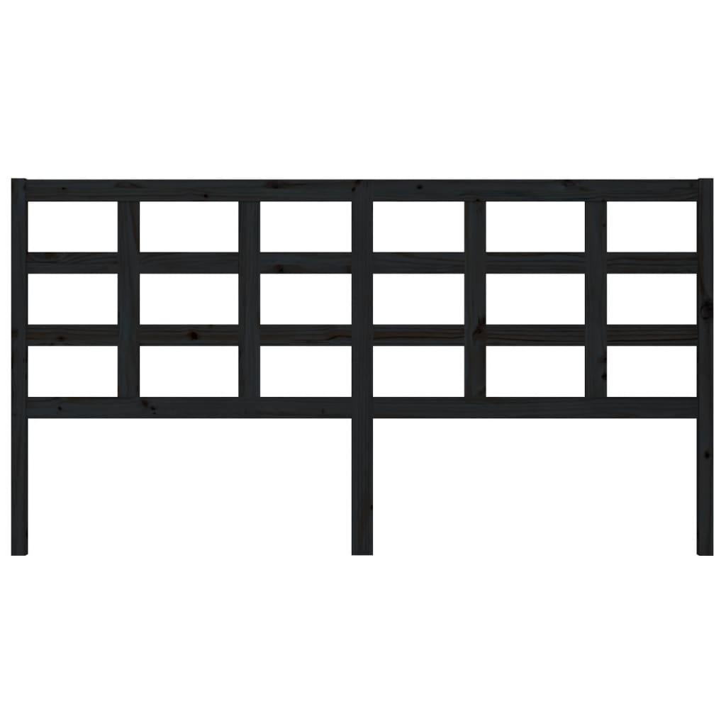 Bed Headboard Black 185.5 cm Solid Wood Pine