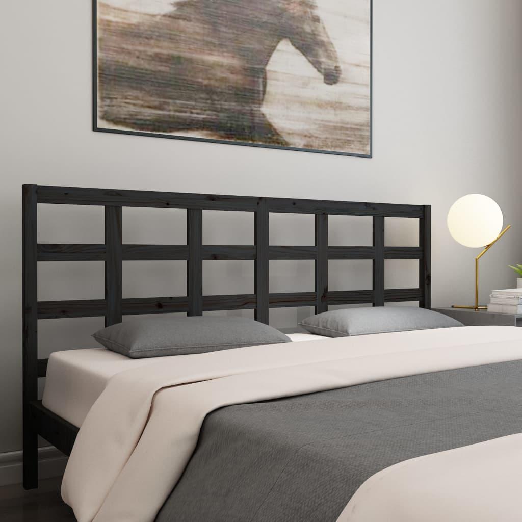 Bed Headboard Black 185.5 cm Solid Wood Pine