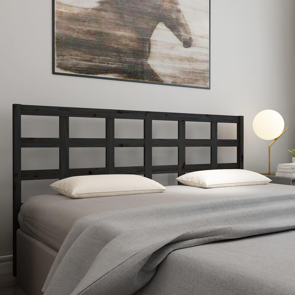 Bed Headboard Black 185.5 cm Solid Wood Pine