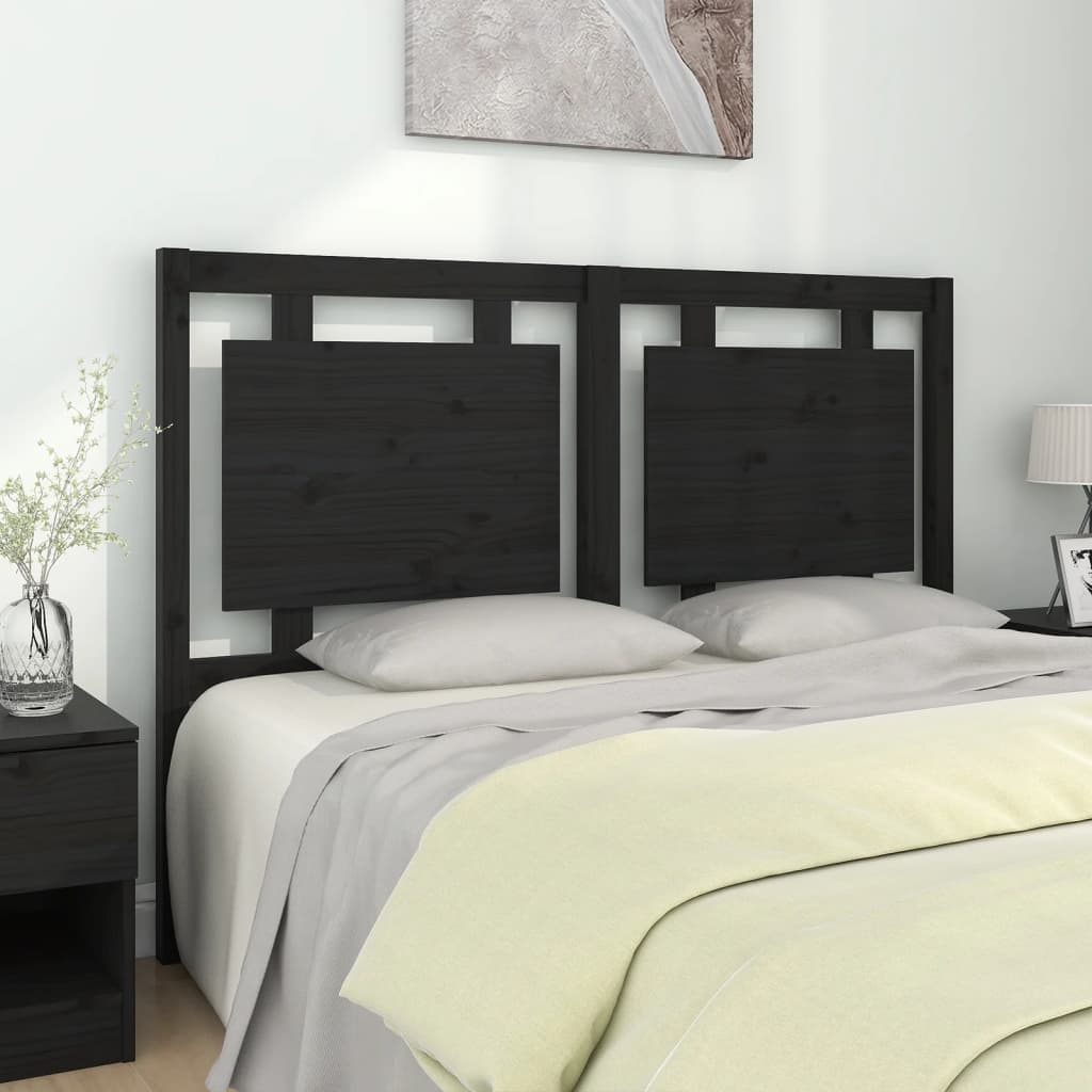 Bed Headboard Black 140.5 cm Solid Wood Pine