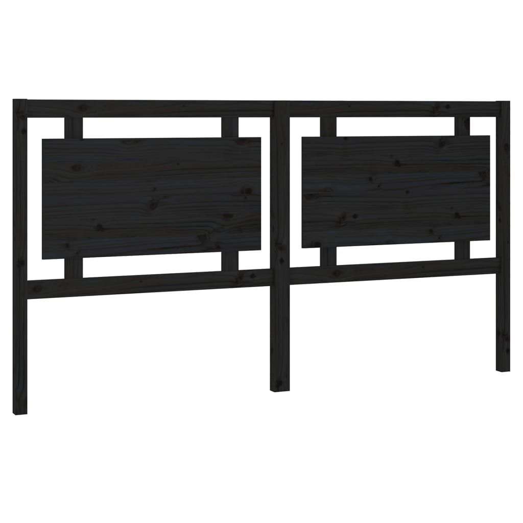 Bed Headboard Black 185.5 cm Solid Wood Pine