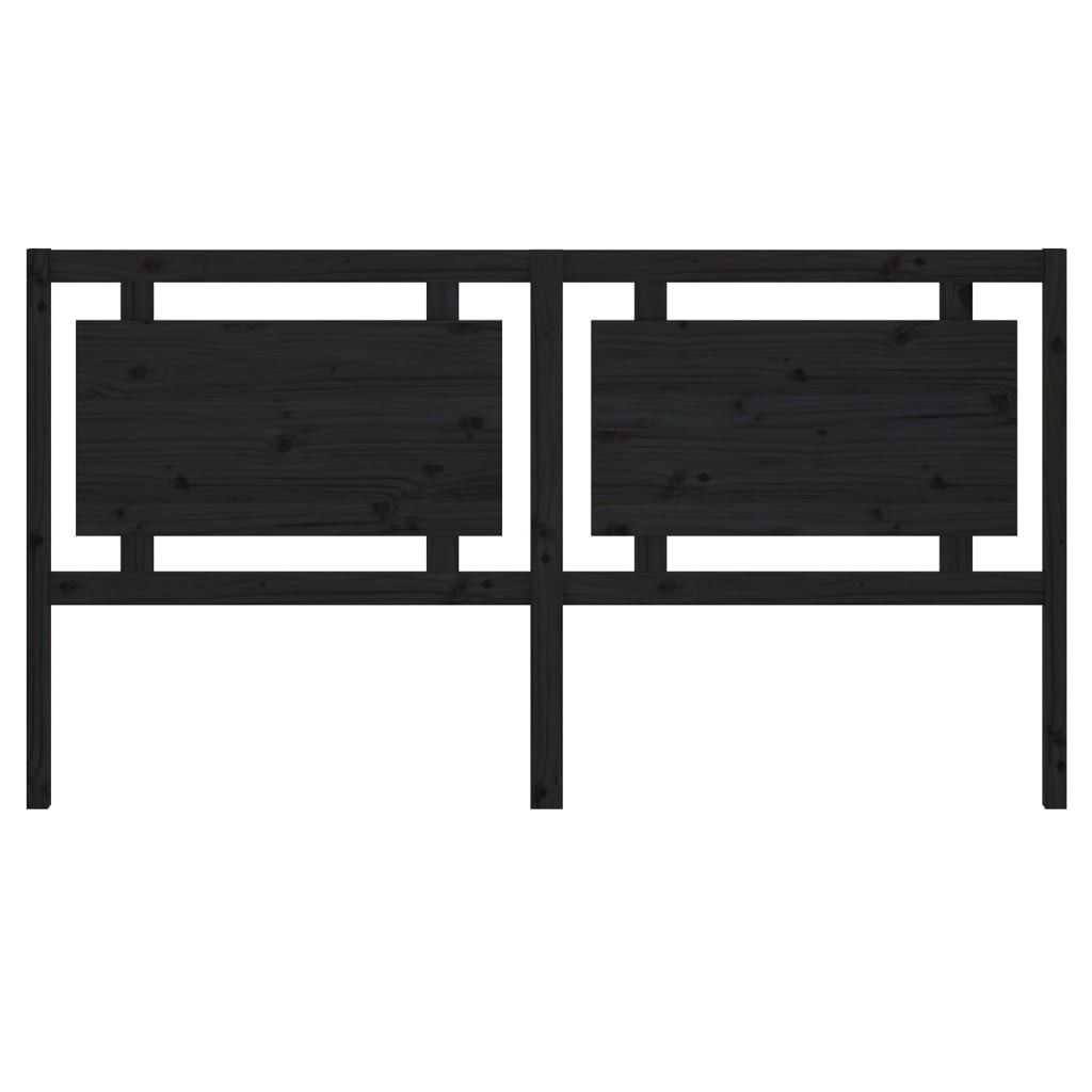 Bed Headboard Black 185.5 cm Solid Wood Pine