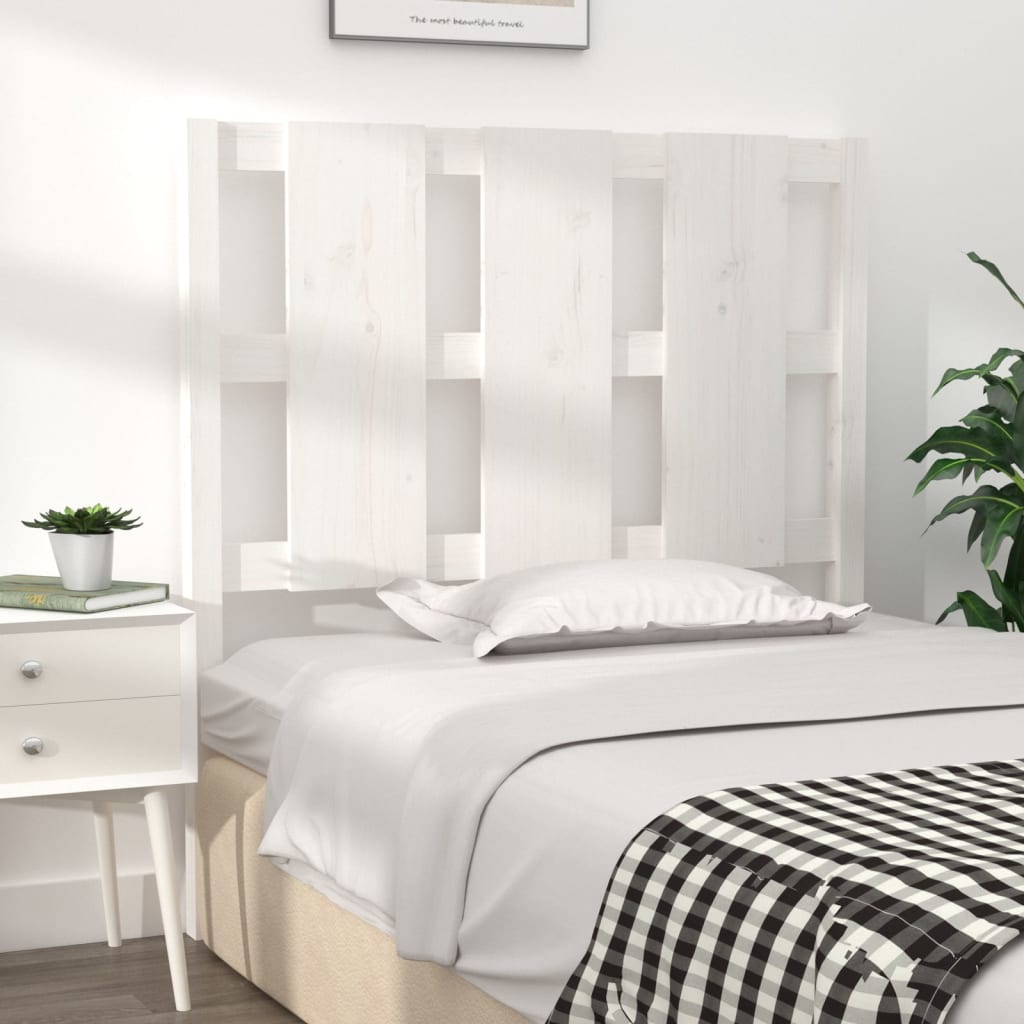 Bed Headboard White 95.5 cm Solid Wood Pine