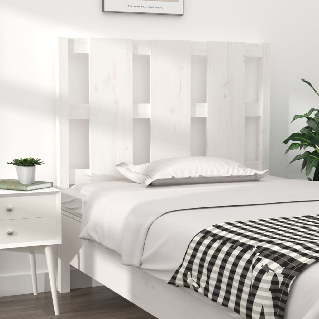 Bed Headboard White 95.5 cm Solid Wood Pine