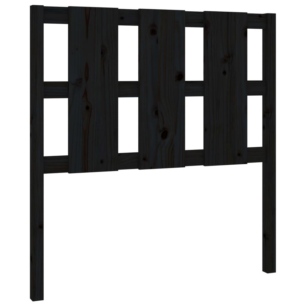 Bed Headboard Black 95.5 cm Solid Wood Pine