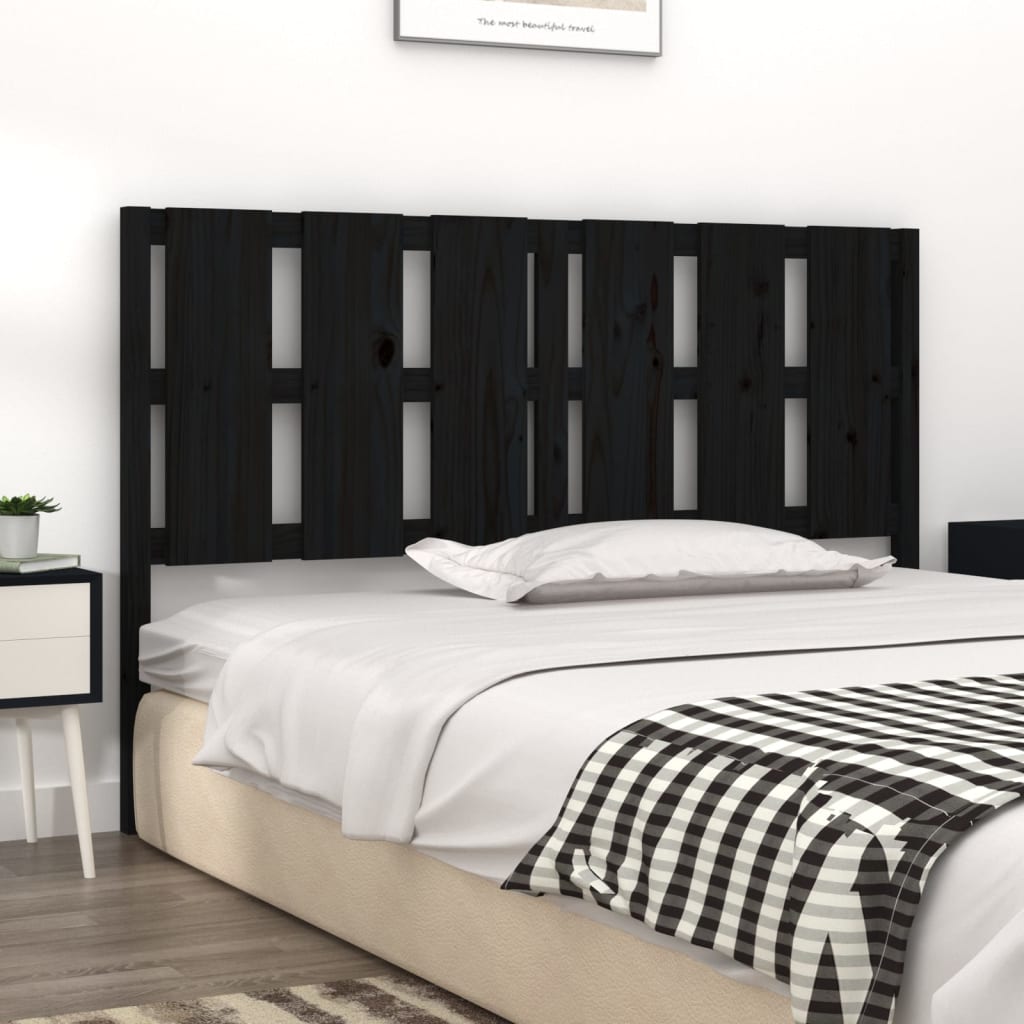 Bed Headboard Black 155.5 cm Solid Wood Pine