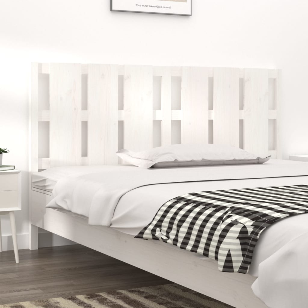 Bed Headboard White 185.5 cm Solid Wood Pine