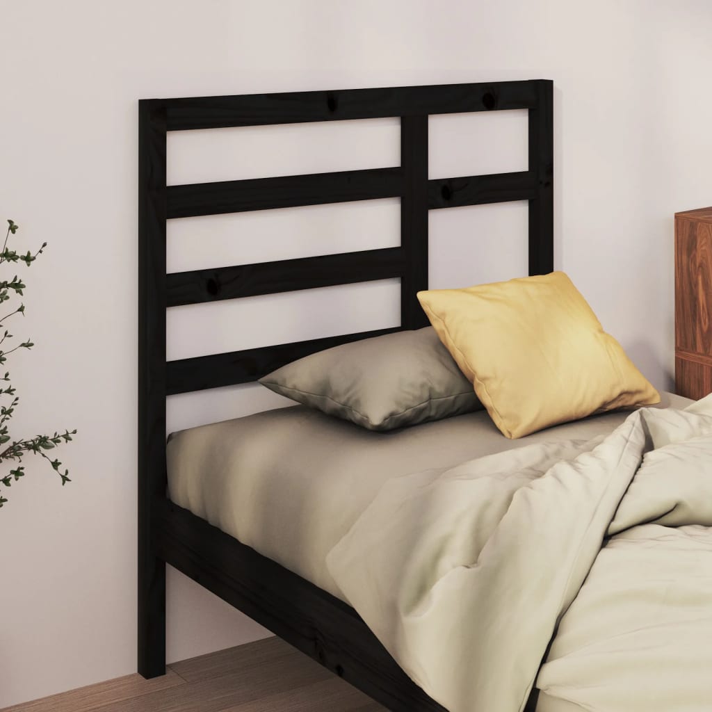 Bed Headboard Black 96 cm Solid Wood Pine