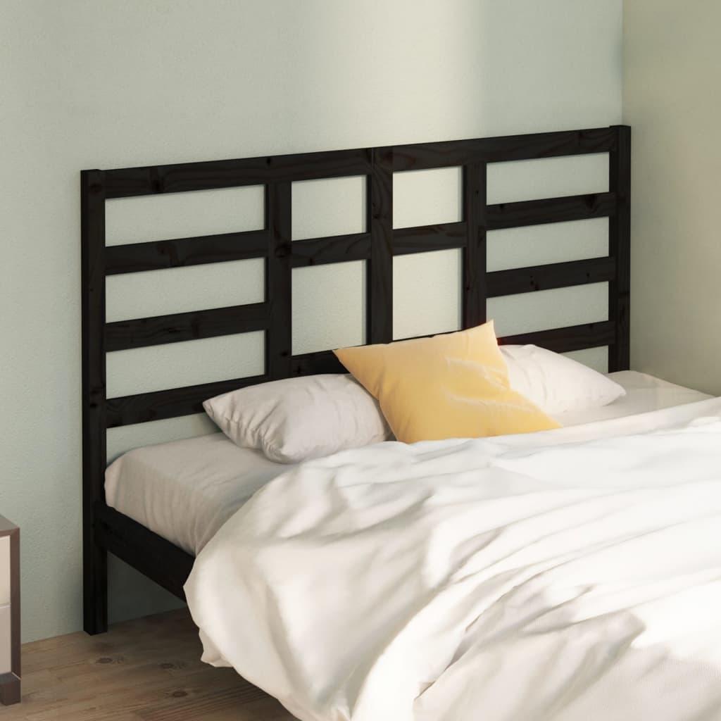 Bed Headboard Black 141 cm Solid Wood Pine