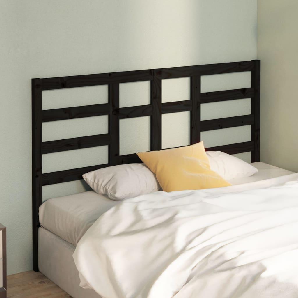 Bed Headboard Black 156 cm Solid Wood Pine