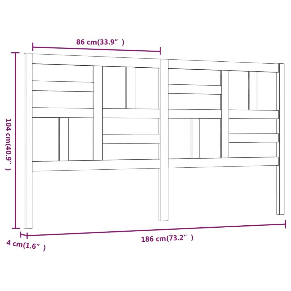 Bed Headboard Black 186 cm Solid Wood Pine