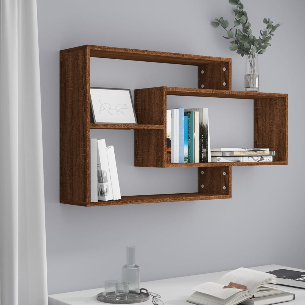 Wall Shelf Brown Oak 104x20x58.5 cm Engineered Wood