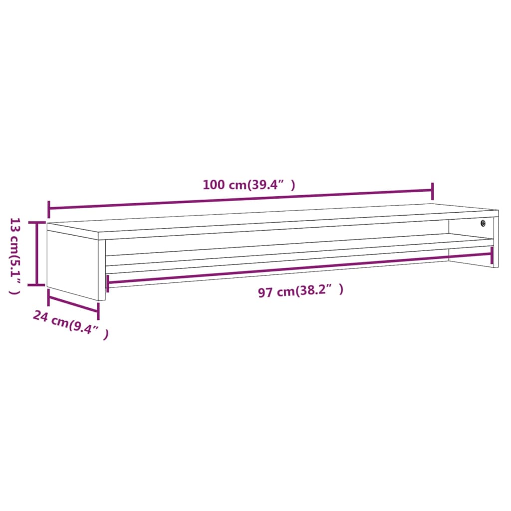 Monitor Stand Brown Oak 100x24x13 cm Engineered Wood