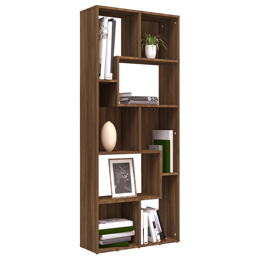 Book Cabinet Brown Oak 67x24x161 cm Engineered Wood