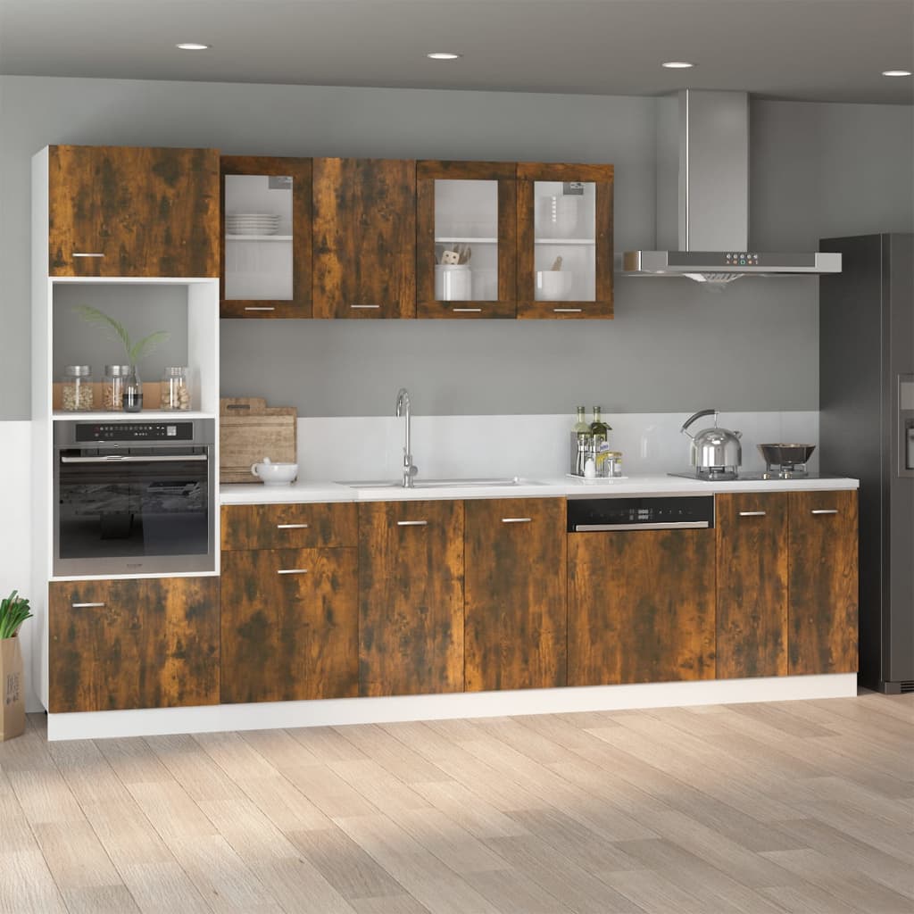 Sink Bottom Cabinet Smoked Oak 80x46x81.5 cm Engineered Wood