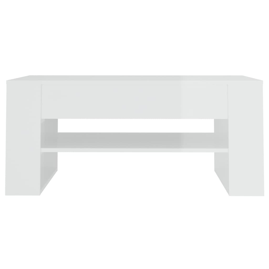 Coffee Table High Gloss White 102x55x45 cm Engineered Wood