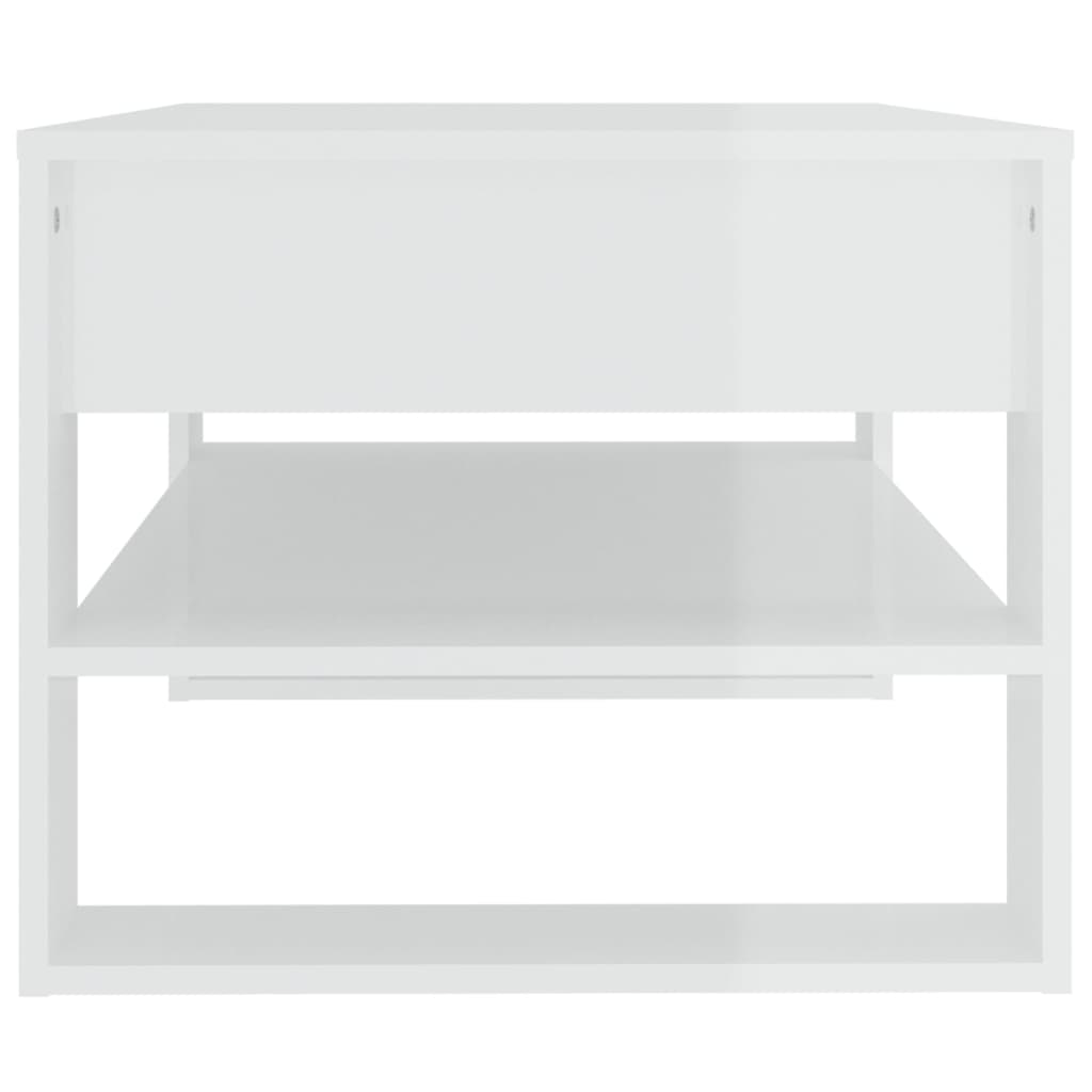 Coffee Table High Gloss White 102x55x45 cm Engineered Wood