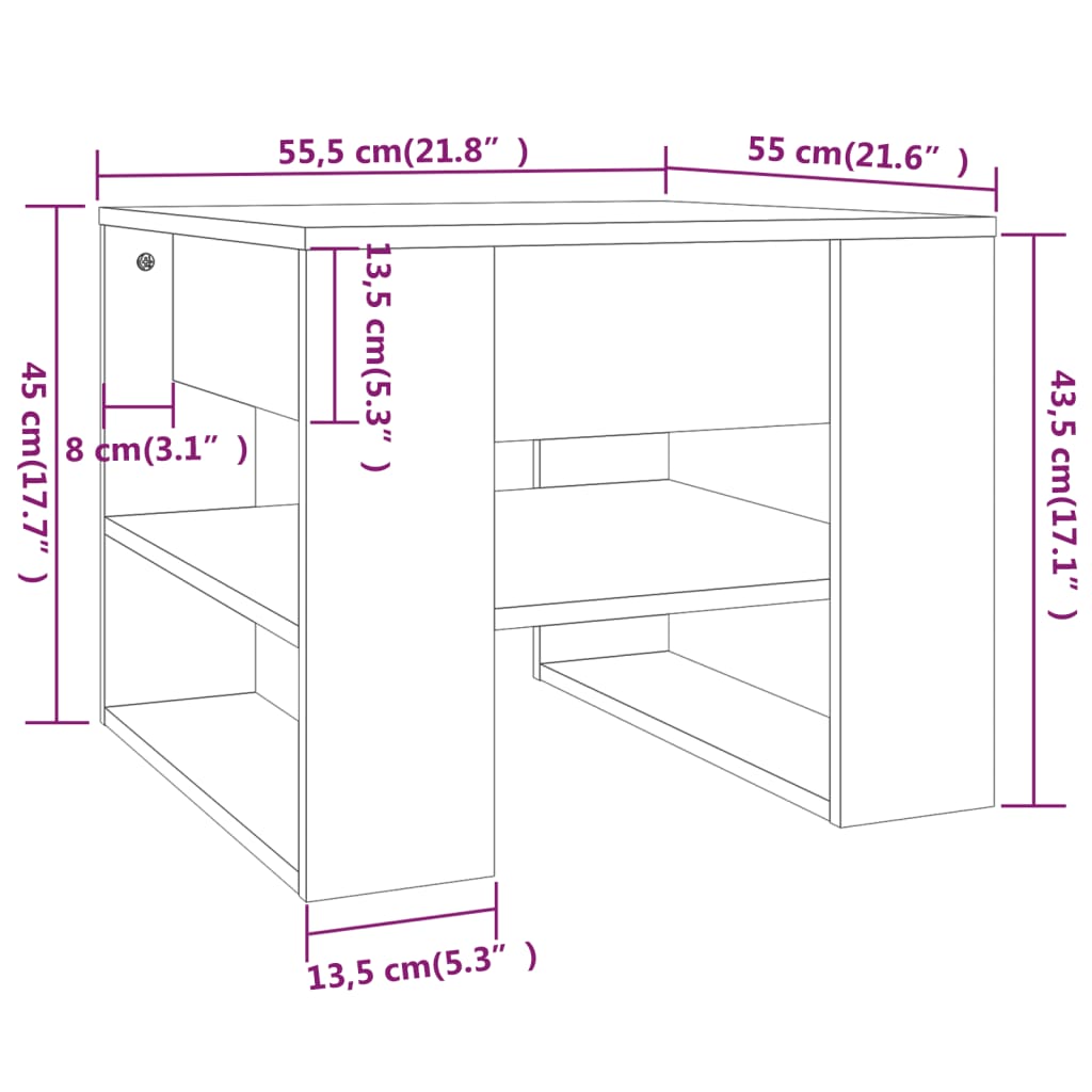 Coffee Table Black 55.5x55x45 cm Engineered Wood